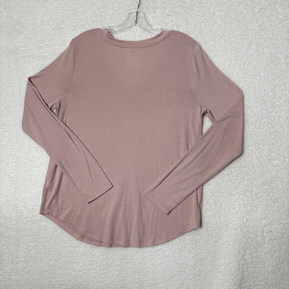 SO Favorite V Neck Long Sleeve Shirt Top Pink Womens Size Large - Picture 2 of 7